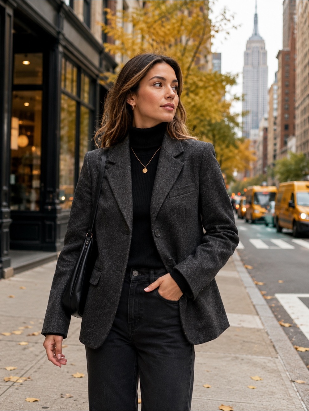 Limited America Charcoal Gray Women's Tailored Wool-Blend Blazer 2